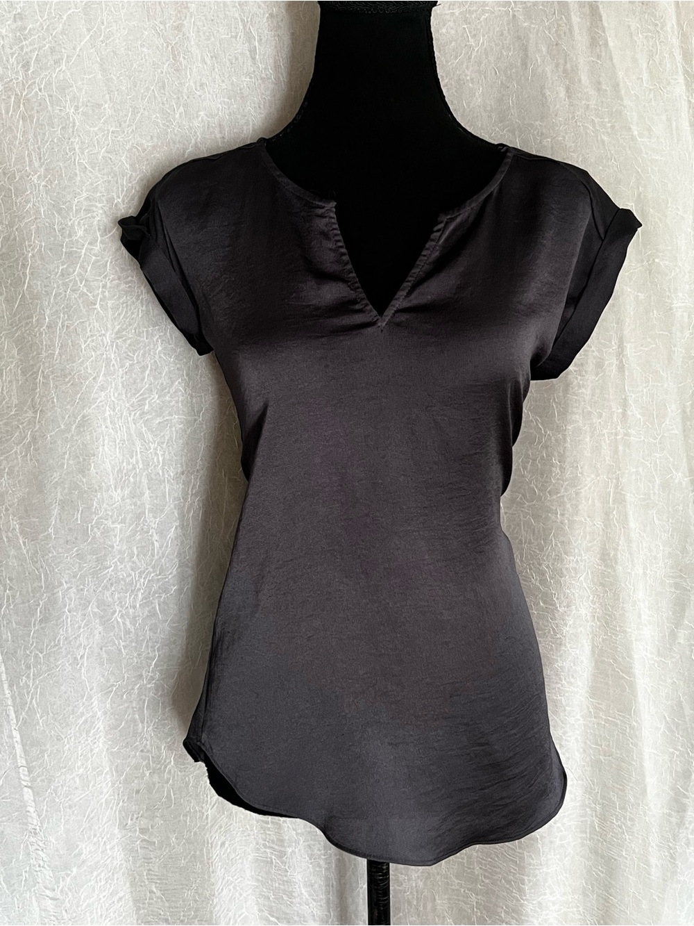 Express dark grey short sleeve dressy top